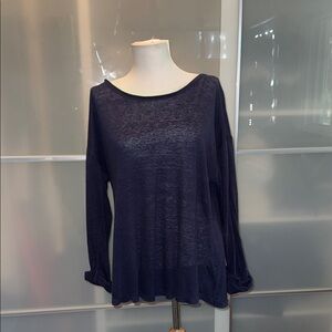 Vince Deep Blue linen Long Sleeve Top